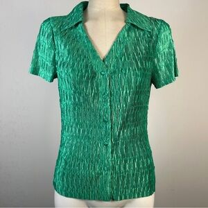 ❤️ Pleione Green Textured Button Down Shirt M
